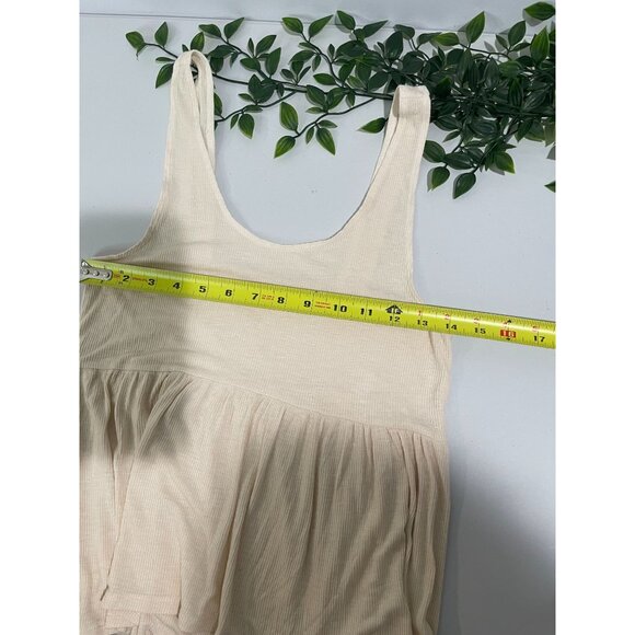 American Eagle Cream Tiered Tank Top With Scoop Neck & Flowy Hemline - Picture 6 of 7